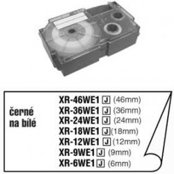 Casio XR-12WE1, páska do tiskárny štítků 12 mm černý tisk, bílý podklad