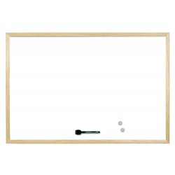 Bílá magnetická tabule, 60x90 cm, dřevěný rám