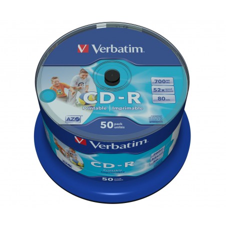 Verbatim DataLife Plus Disk CD-R 52x, 700MB potiskovatelný, wide printable 50ks spindl
