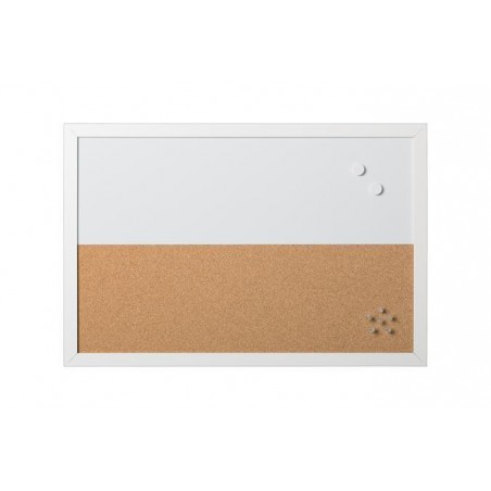 Kombinovaná tabule, 60x80 cm, korková a stíratelná bílá tabule