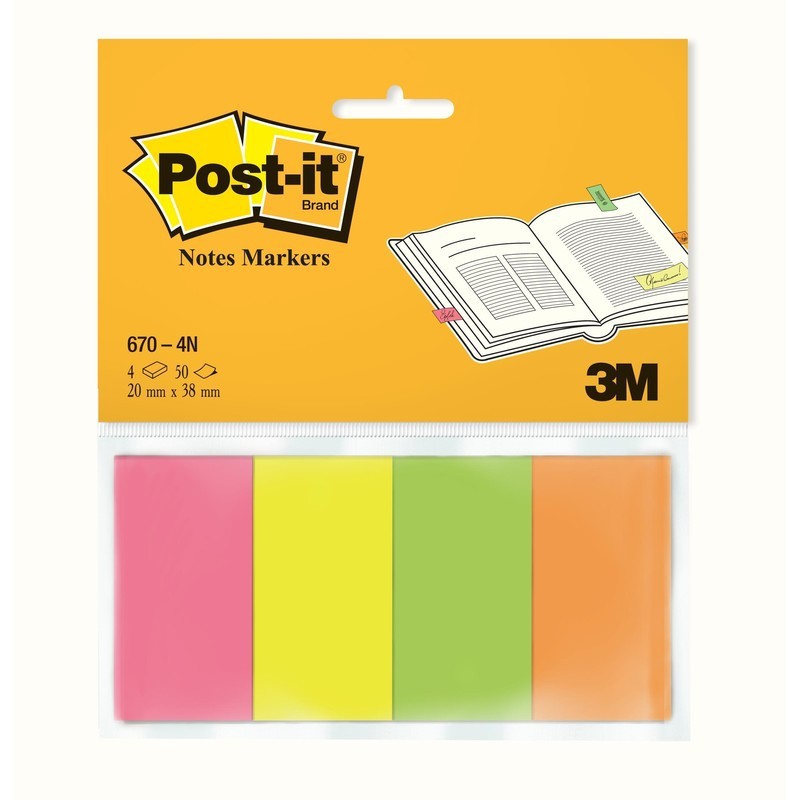 3M Post-it 670/4N značkovací bločky neonové, 4x50 záložek
