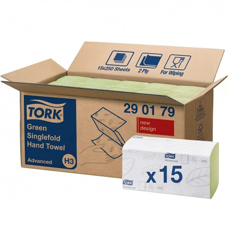 Tork Singlefold 290179, zelené papírové ručníky Advanced, H3
