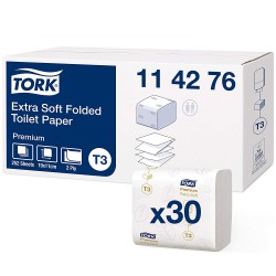 Tork Folded 114276, extra jemný toaletní papír dvouvrstvý Premium bílý, 7560 ks, T3