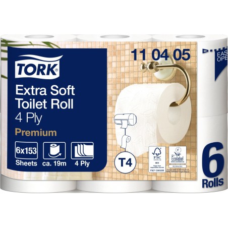 Tork 110405, extra jemný 4 vrstvý toaletní papír T4 Premium, balení 6 rolí