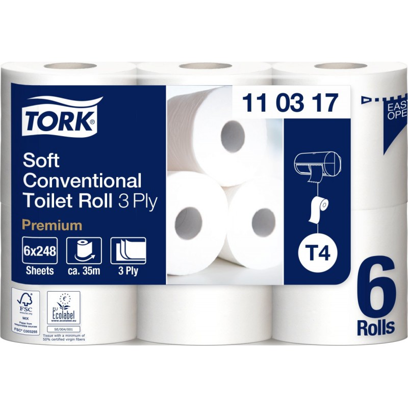 Tork 110317, extra jemný 3-vrstvý toaletní papír Premium - 6 roliček, T4