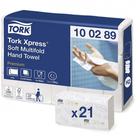 Tork Xpress 100289, jemné papírové ručníky Multifold Premium bílé, H2