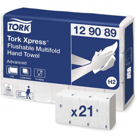 Tork Xpress 129089, Flushable papírové ručníky Multifold Advanced bílé, splachovací