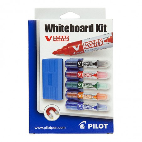 Pilot Whiteboard Kit, sada 5 popisovačů, držáku a houby na tabule