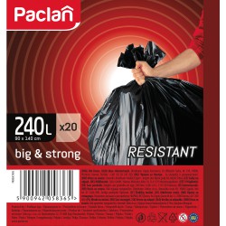PACLAN BIG & STRONG, Odpadkové pytle na roli zavazovací 90x140 cm, objem 240 litrů, 20ks