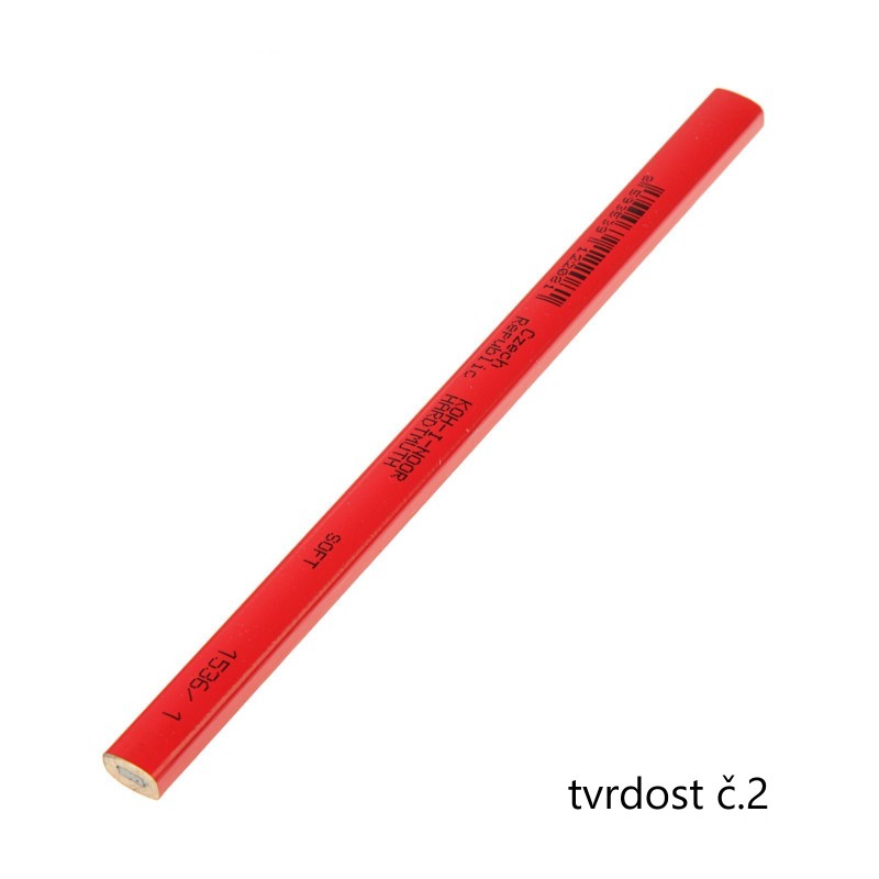 KOH-I-NOOR 1536, tužka tesařská krátká červená, tvrdost č.2