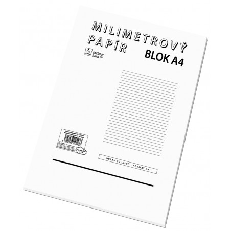 Milimetrový papír A4, blok 50 listů