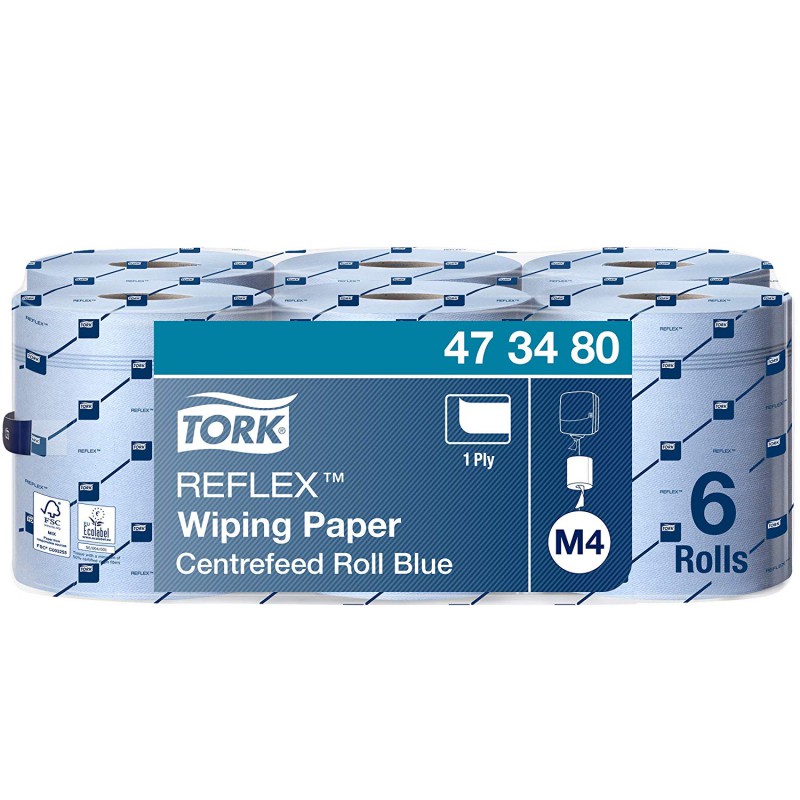 Tork Reflex 473480, papírová utěrka středovým odvíjením modrá, návin 270 m, M4, karton 6 rolí