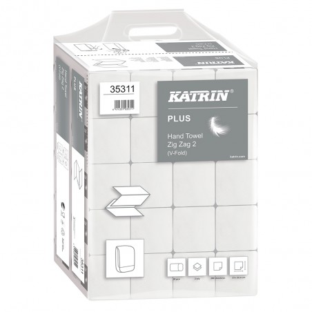 Katrin 35311, Papírové ručníky ZZ, 2vrstvé, 20x200 útržků, bílé, Handy Pack