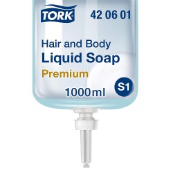 Tork Premium 420601, tekuté mýdlo na vlasy a tělo modré, 1 litr - 1000 dávek, S1