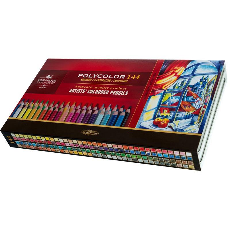 souprava　3828,　KOH-I-NOOR　kovové　v　144　pastelek　ks　Polycolor,　krabičce