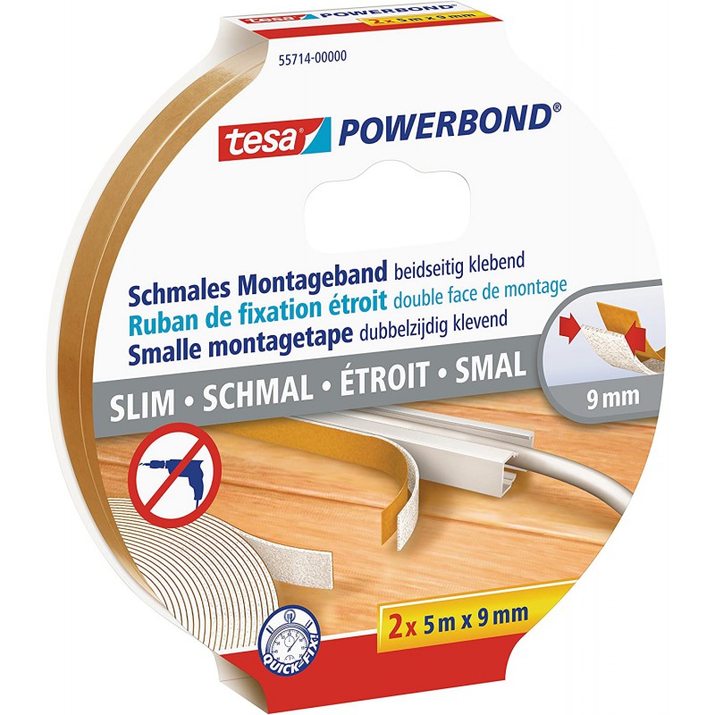 Tesa Powerbond 55714, oboustranná montážní páska bílá, 2ks v balení, 9 mm x 5 m