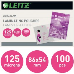 Laminovací kapsy Leitz iLAM formát 54x86 mm, síla 125 mic