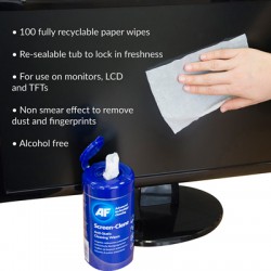 AF Screen-Clene, Antistatické čistící ubrousky obrazovek a filtrů, 100 ks