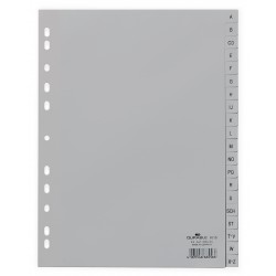 DURABLE 6510, Rozdružovač plastový šedý, PP A4 euroděrování, 20 dělících listů A - Z