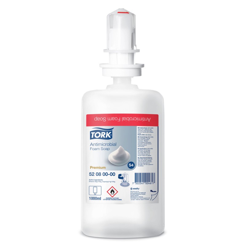 Tork 520800, pěnové dezinfekční mýdlo Premium, S4, antimikrobiální (biocid)