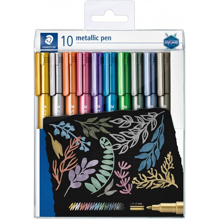Staedtler Design Journey Metallic Pen 8323, permanentní dekorační popisovač, sada 10 barev