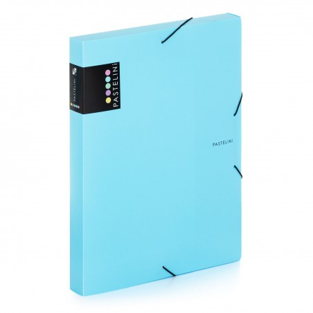 Krabice na spisy s gumičkou A4 PP modrá, kolekce Pastelini, hřbet 30 mm