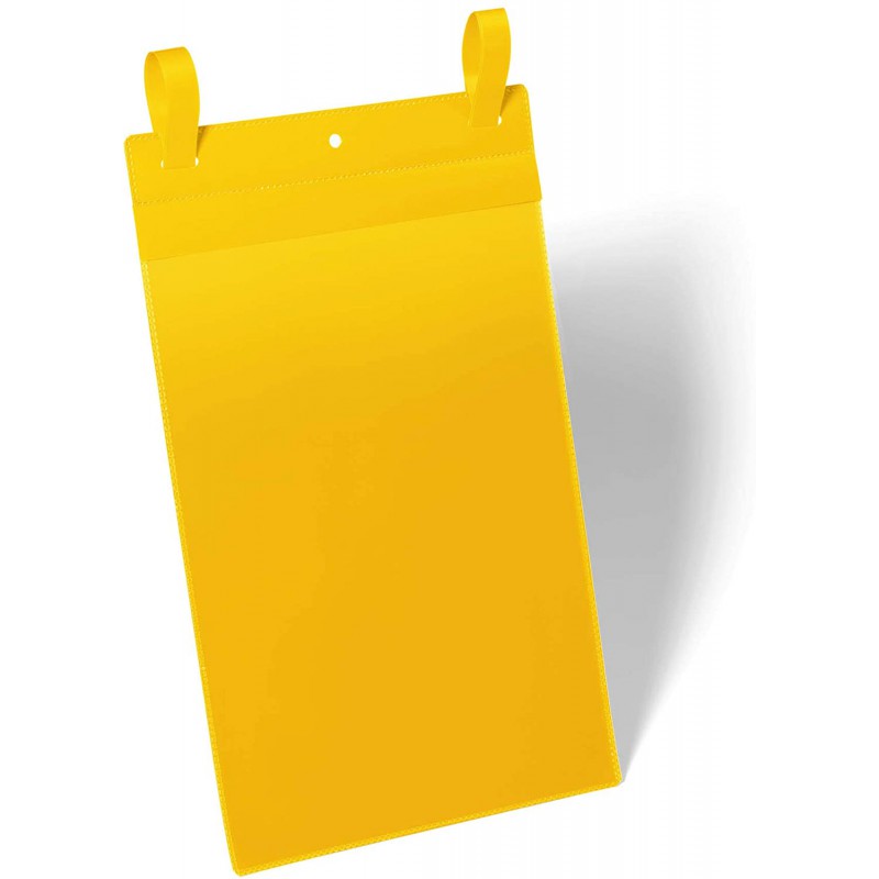 Durable 1750, závěsná kapsa s upínacími popruhy A4 na výšku, žlutá