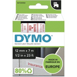 DYMO polyester páska D1 12mm x 7m, červená na bílé, S0720550