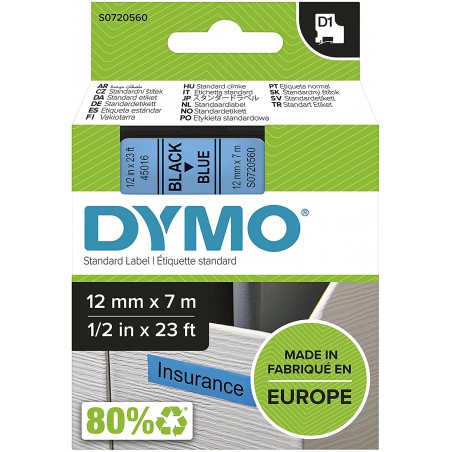 DYMO 45016 polyester páska 12mm x 7m typ D1, černá na modré, S0720560