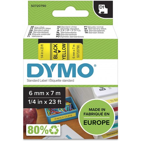 DYMO 43618 polyester páska D1 6mm x 7m typ D1, černá na žluté, S0720790