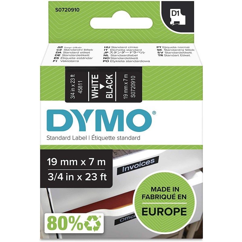 DYMO 45811 polyester páska 19mm x 7m typ D1, bílá na černé, S0720910