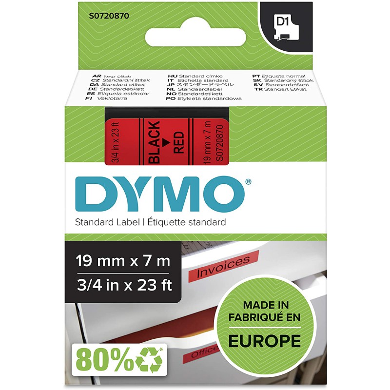 DYMO polyester páska D1 19mm x 7m, černá na červené, S0720870