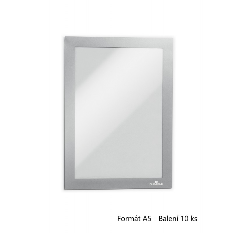 Durable 4881, samolepící inforámeček DURAFRAME A5 stříbrný, balení 10 ks