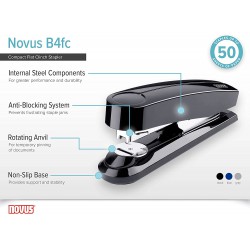 Sešívačka NOVUS B 4FC, ploché sešívání, výkon 50 listů, modrá