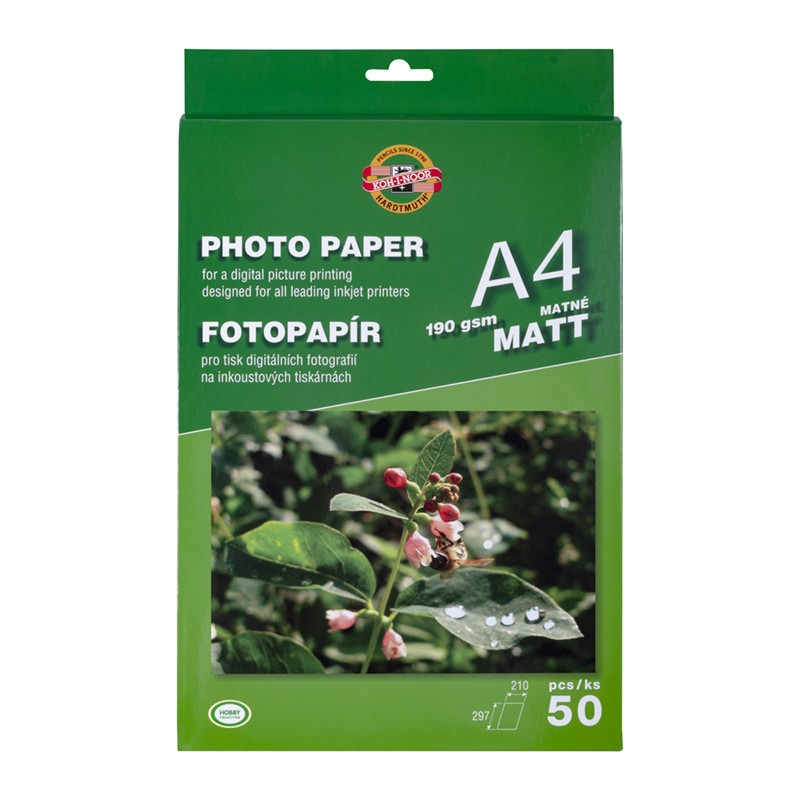 KOH-I-NOOR foto papír pro inkoustové tiskárny matný A4, 190g, 50 listů