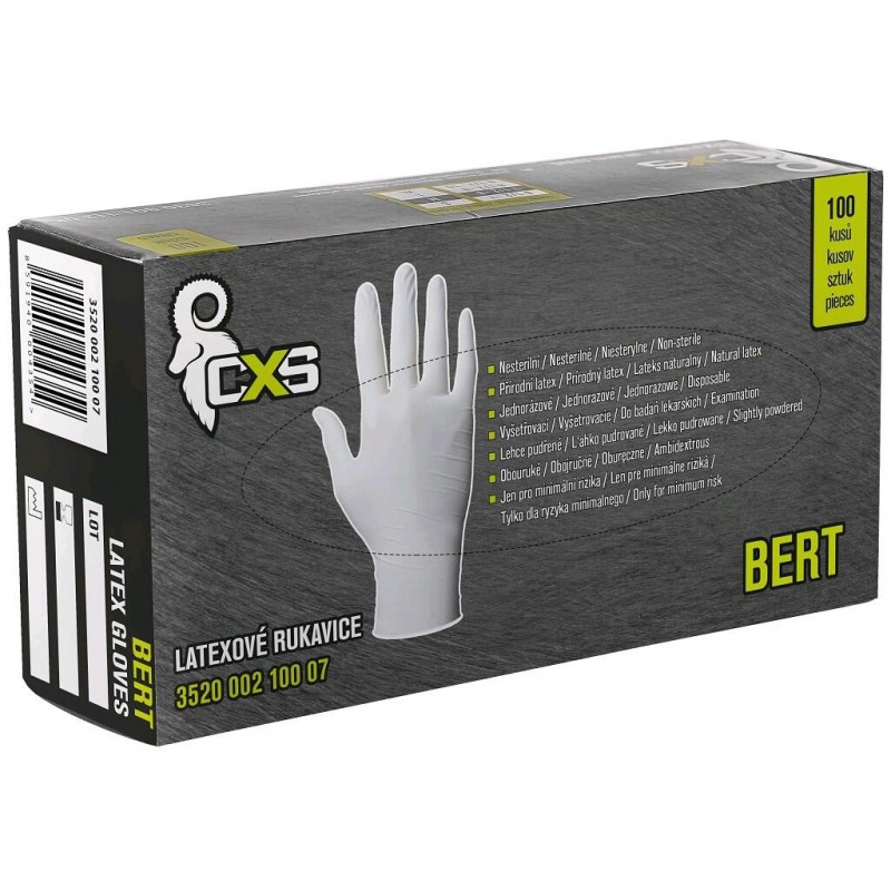 Jednorázové lehce pudřené latexové rukavice Bert - velikost S - 7