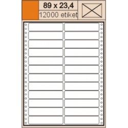 Samolepící tabelační etikety 89x23,4 mm dvouřadé, 12000 etiket