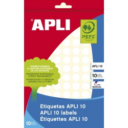 Etikety APLI kulaté bílé, průměr 10 mm, 1260 etiket