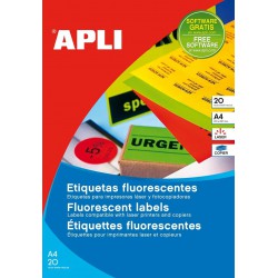 Etikety APLI kulaté fluorescentní červené, barevné, průměr 60 mm, 240 etiket