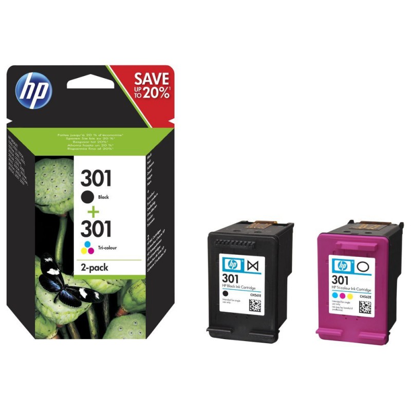 Inkoustová náplň HP 301 (N9J72AE) multipack CMYK , černá+barevná