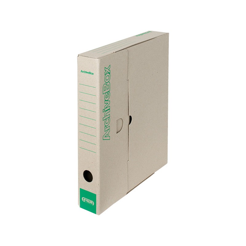 Emba Archive box A4 natur, zelený potisk linky, hřbet 50 mm, silná lepenka