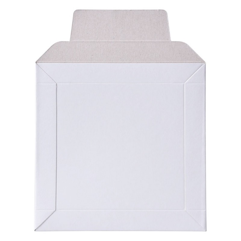 Kartonová taška prostorová CD, 160x160 mm, bílá, se zámkovou klopou