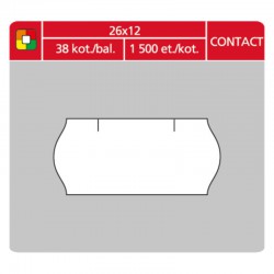 Etikety cenové S&K 26x12 Contact bílé, oblé okraje, 1500 ks