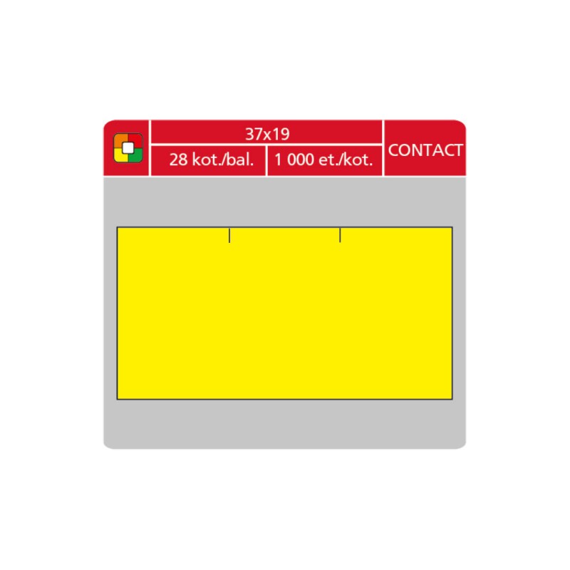 Etikety cenové S&K 37x19 Contact (obdélník) žluté, 1000 ks