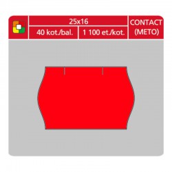 Etikety cenové S&K 25x16 Contact červené, oblé okraje, 1100 ks