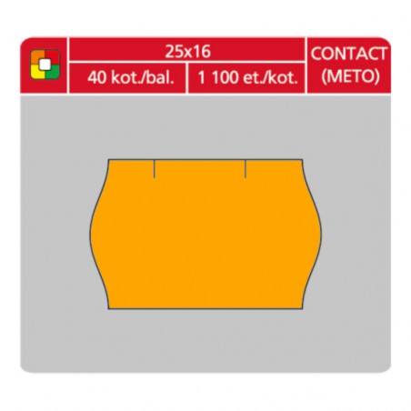 Etikety cenové S&K 25x16 Contact oranžové, oblé okraje, 1100 ks