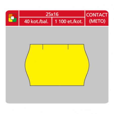 Etikety cenové S&K 25x16 Contact žluté, oblé okraje, 1100 ks