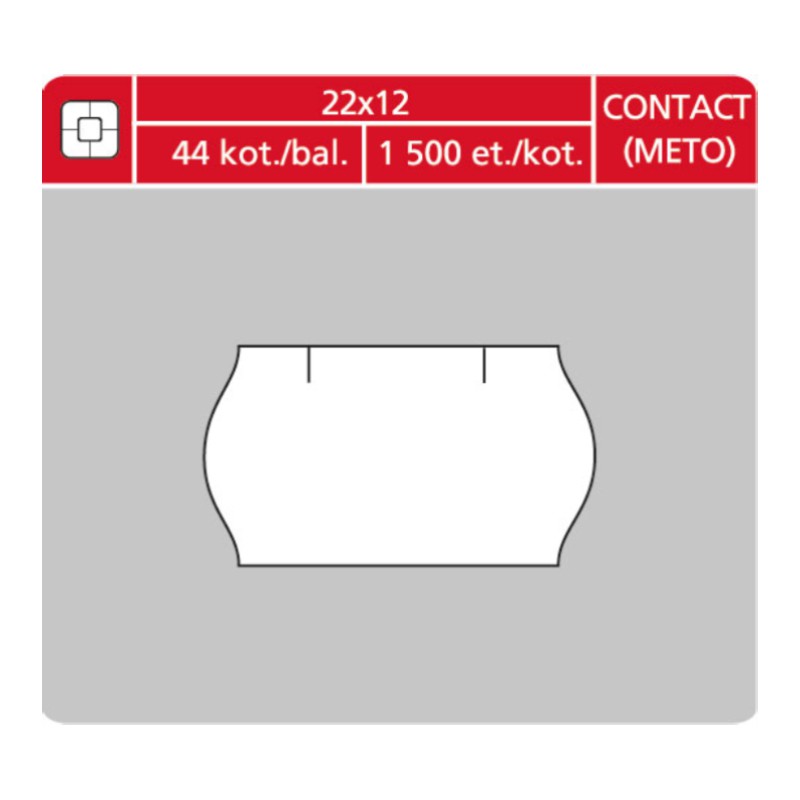 Etikety cenové S&K 22x12 Contact bílé, oblé okraje, 1500 ks
