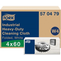 Tork 570479, Heavy-Duty skládaná průmyslová čistící utěrka bílá, 60 útržků, W4