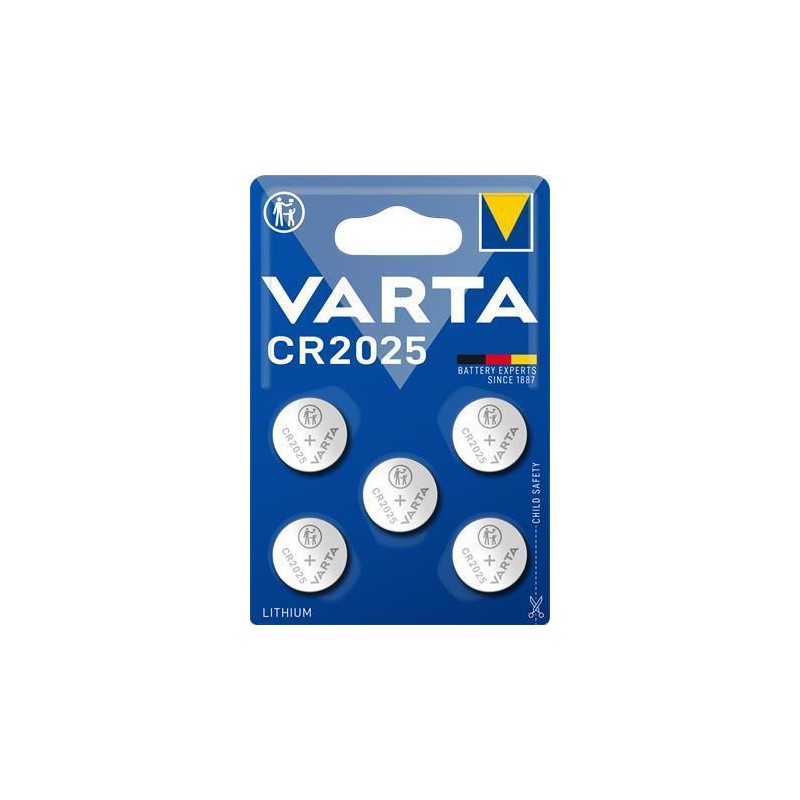 VARTA CR2025, knoflíková baterie 3V, 170mAh, lithiová, blistr 5 ks
